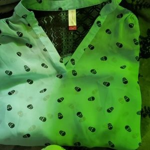 Sheer long sleeve high low top, lace accents